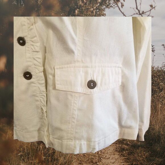 Chico's Ivory tone on tone floral print Military Style Jacket Size 12/14 - Picture 4 of 5